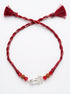 Nandi Silver Rakhi with Rudraksha - Maroon - studio product photo - Hardik Jewels