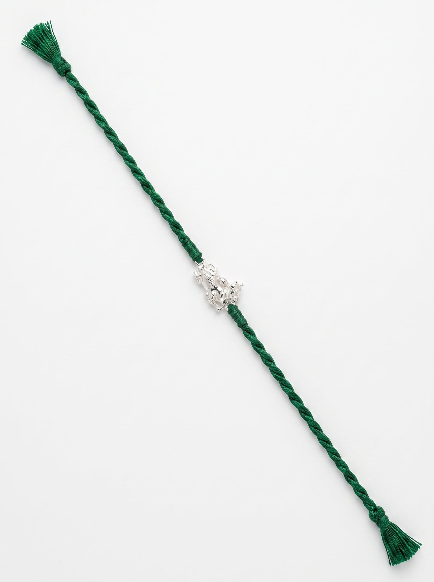 Nandi Silver Rakhi - Green Thread