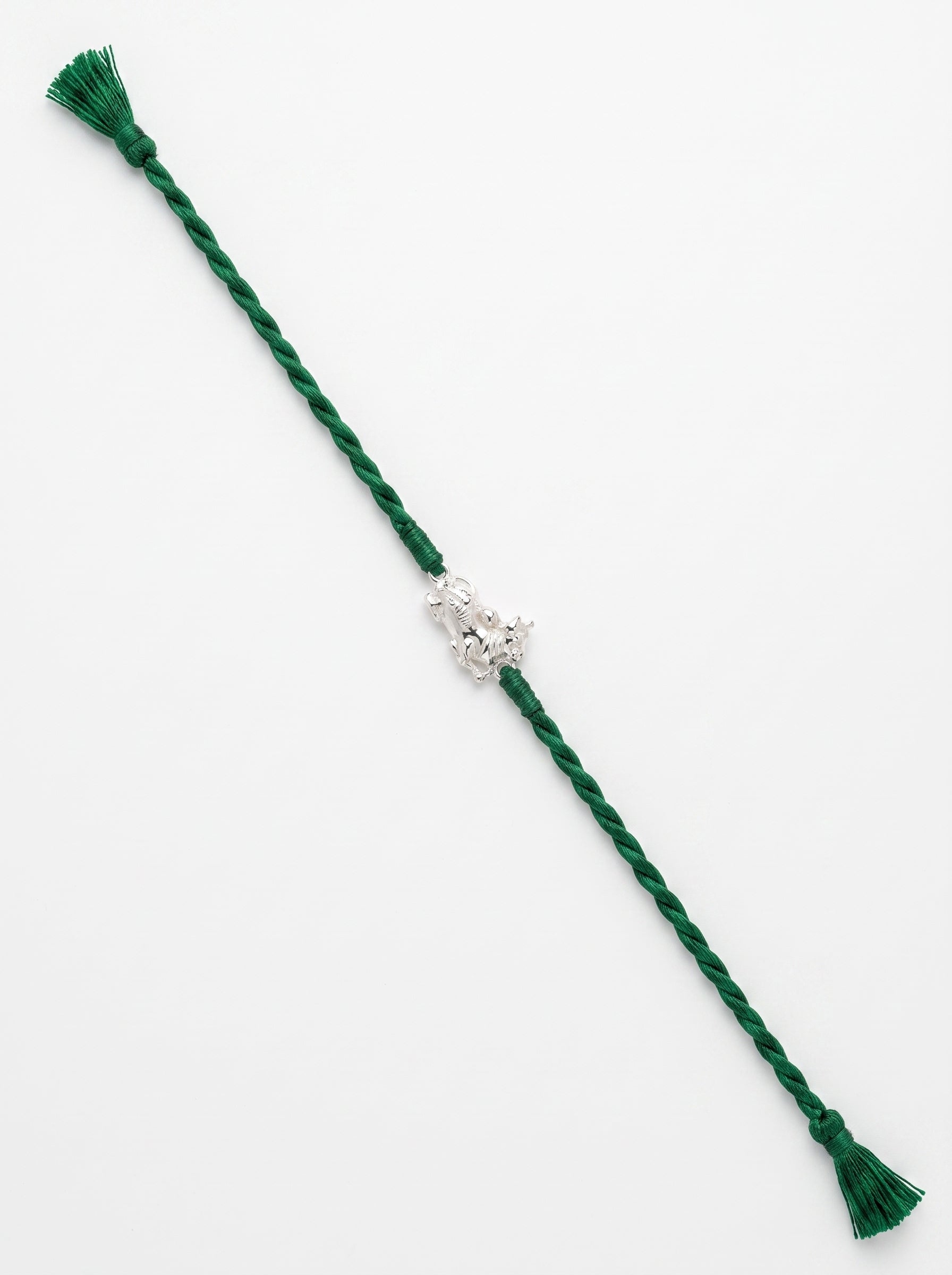 Nandi Silver Rakhi - Green Thread