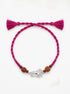 Nandi Silver Rakhi with Rudraksha - Pink - studio product photo - Hardik Jewels