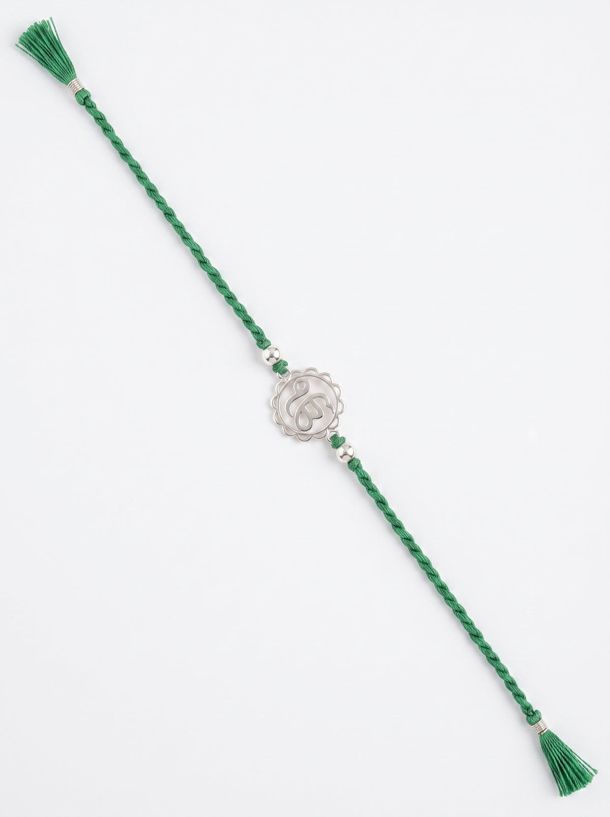 Ik Onkar Silver Rakhi - Green Thread