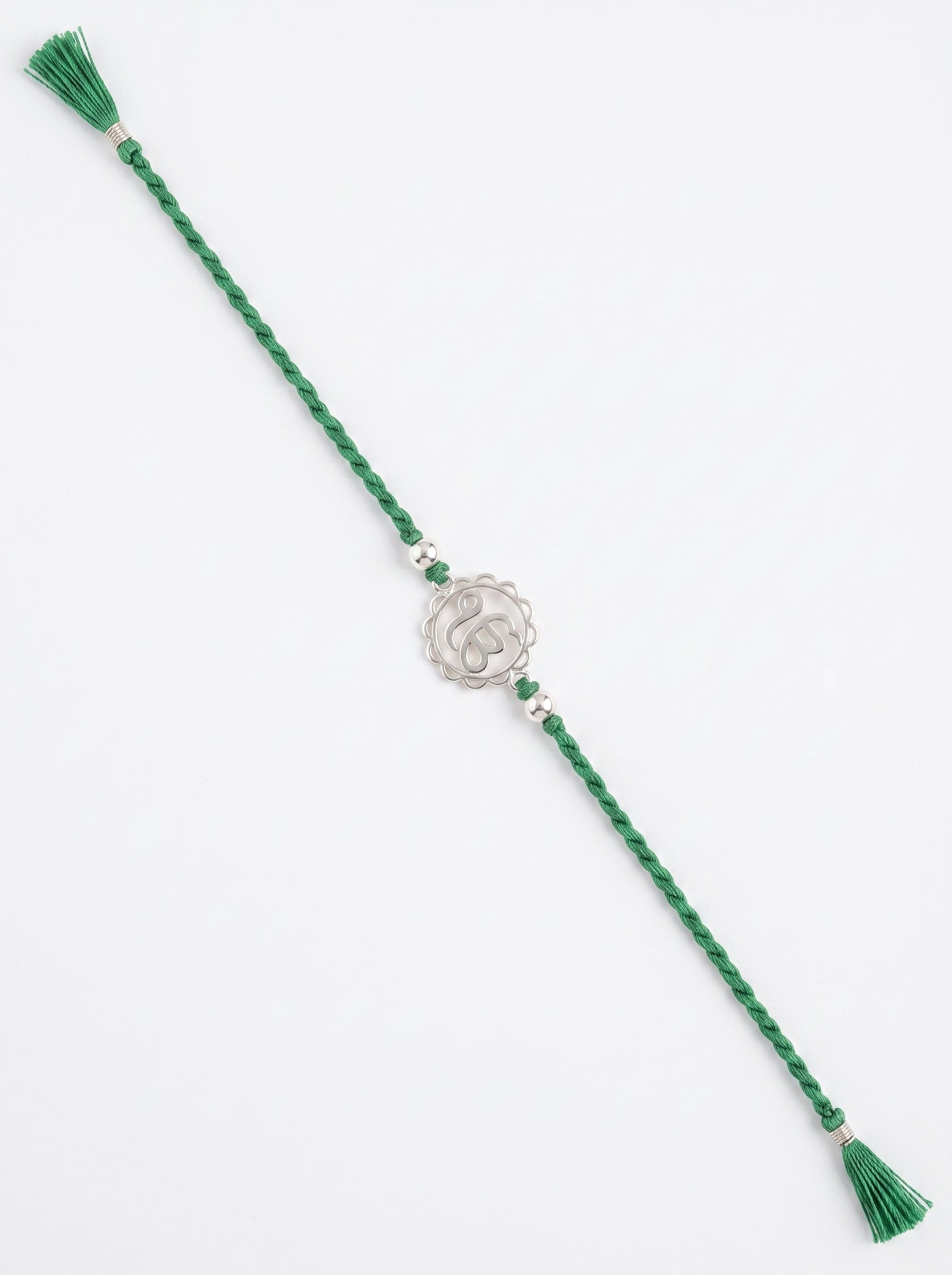 Ik Onkar Silver Rakhi - Green Thread