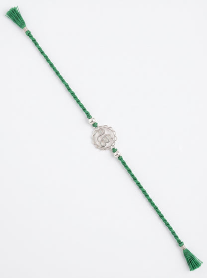 Ik Onkar Silver Rakhi - Green Thread