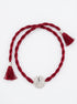 Khanda Silver Rakhi - Maroon Double Dori - studio product photo - Hardik Jewels