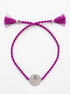 Khanda Silver Rakhi - Purple Thread - studio product photo - Hardik Jewels