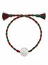 Khanda Silver Rakhi - Red Green Thread - studio product photo - Hardik Jewels