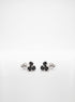 Black CZ Floral Cluster Silver Stud Earrings - front studio product view - Hardik Jewels
