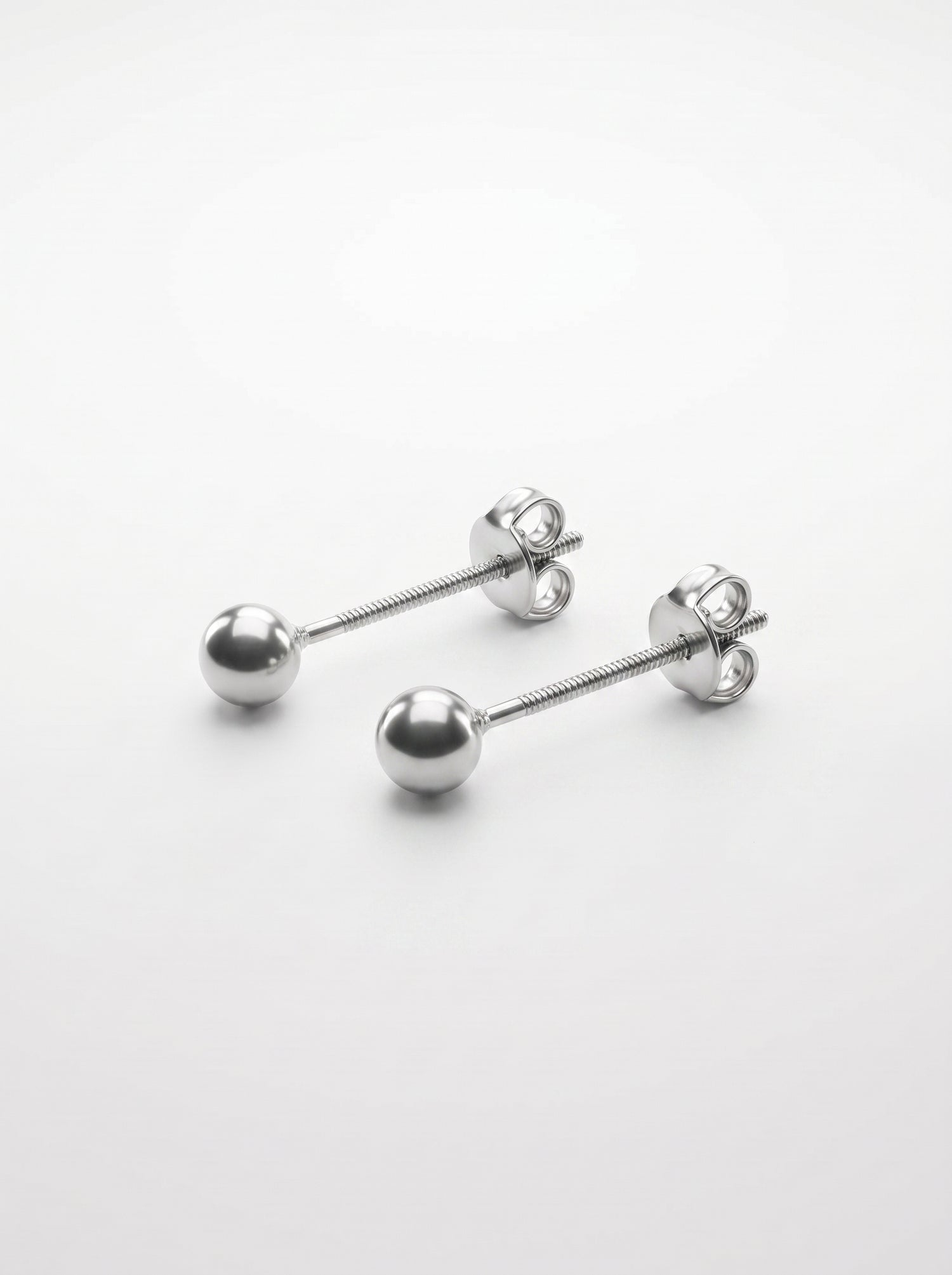 Minimal Silver Ball Stud Earrings - front studio product view - Hardik Jewels