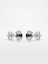 Black Enamel Flower Silver Stud Earrings - front studio product view - Hardik Jewels