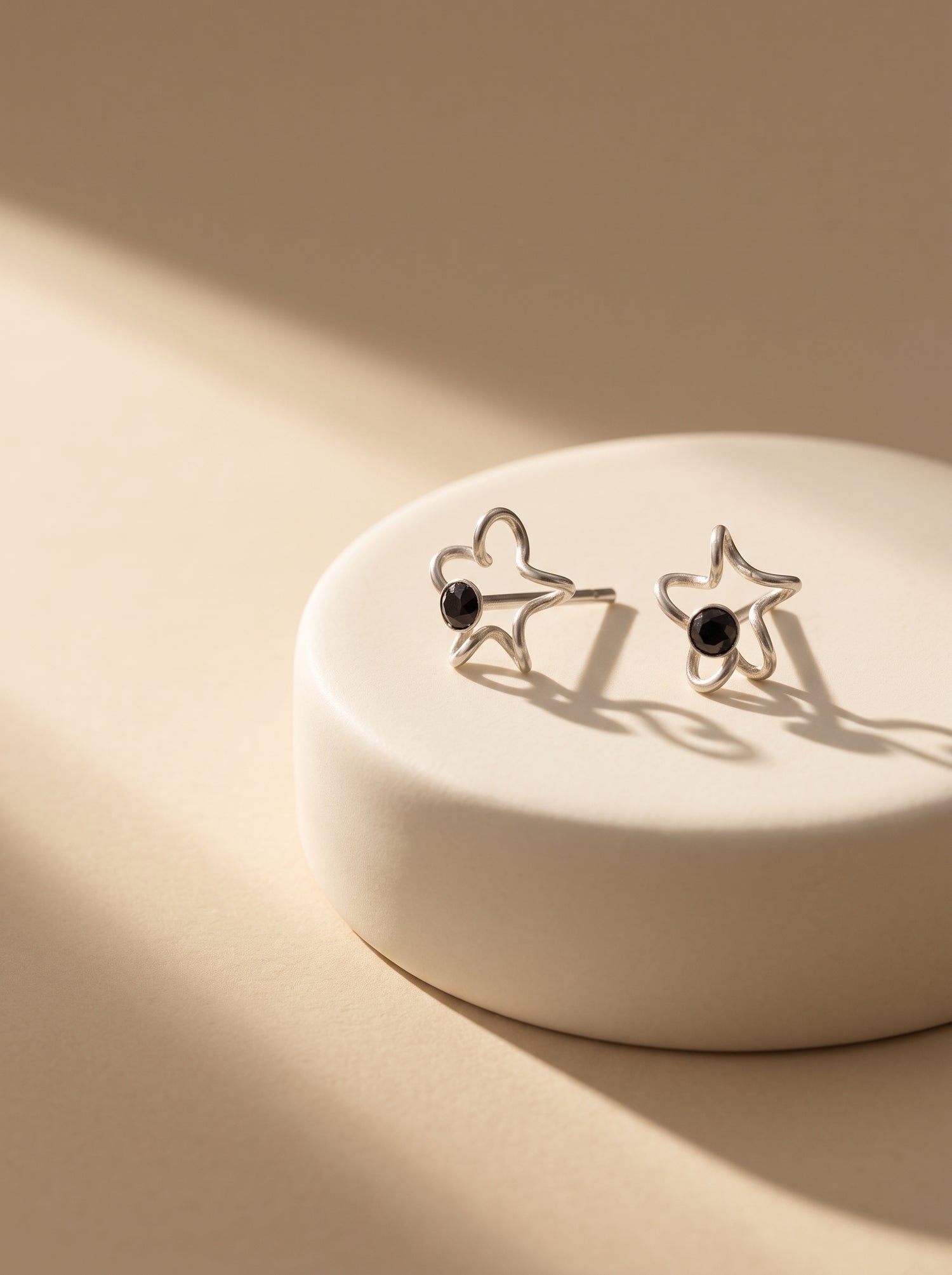 Black CZ Bunny Silver Stud Earrings - premium jewellery display - Hardik Jewels