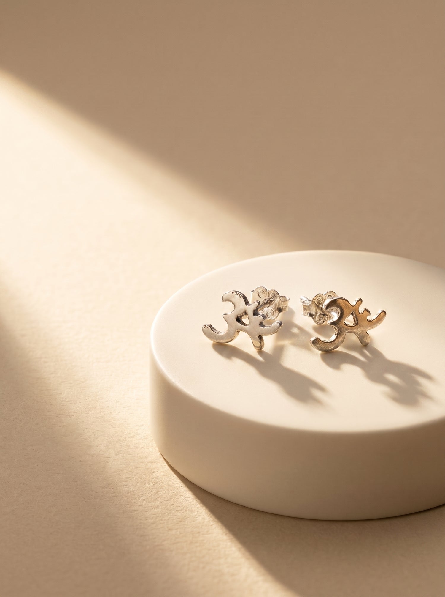 Om Symbol 92.5 Sterling Silver Stud Earrings - premium jewellery display - Hardik Jewels