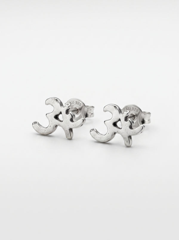 Om Symbol 92.5 Sterling Silver Stud Earrings