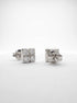 Square Four CZ Silver Stud Earrings - front studio product view - Hardik Jewels