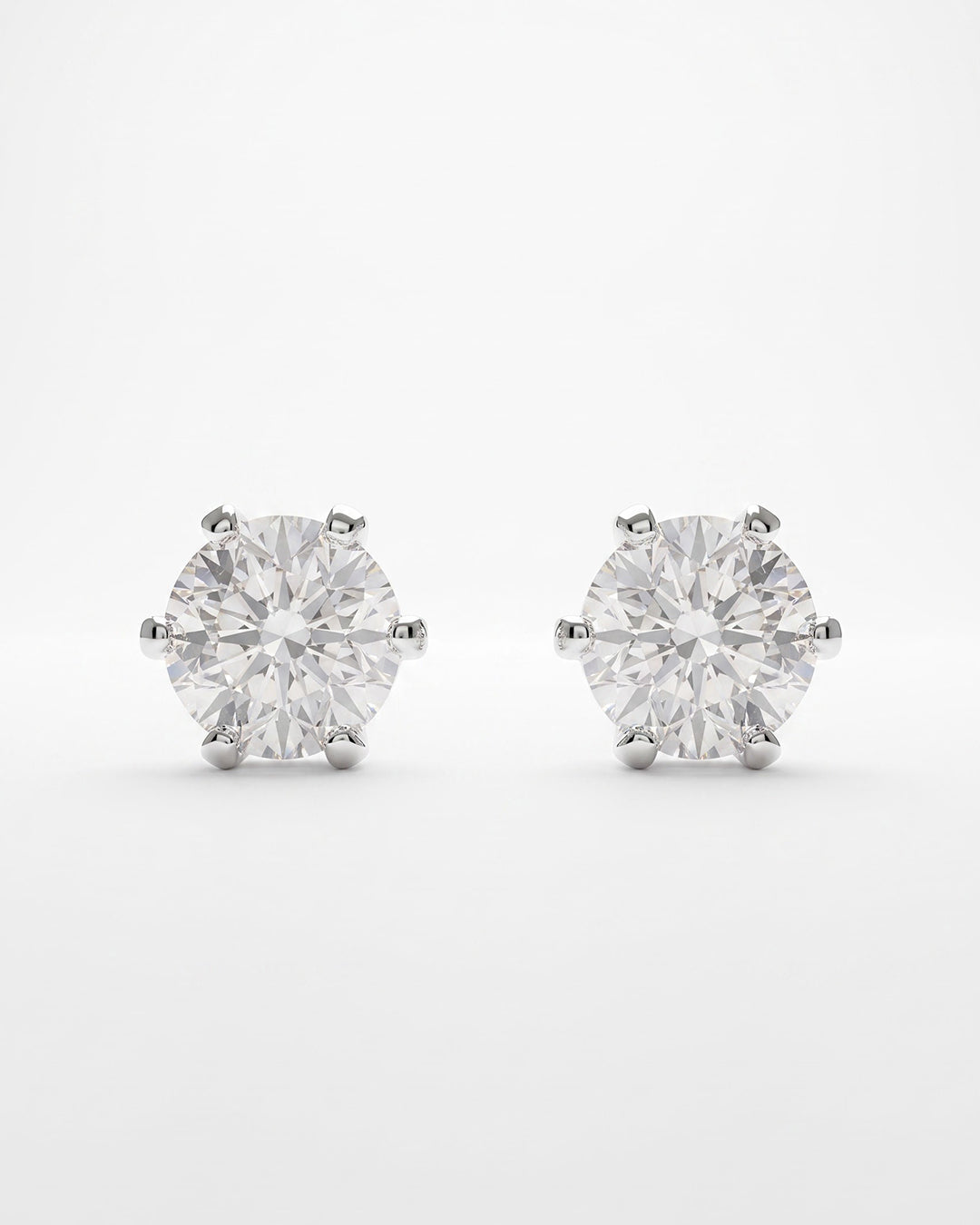 Clear CZ Floral Cluster Silver Stud Earrings - white background detail view - Hardik Jewels