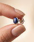 Lapis Lazuli Oval 92.5 Silver Stud Earrings - front close-up product view - Hardik Jewels