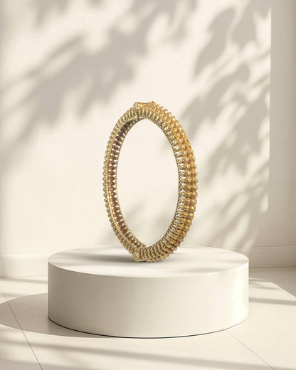 Premium 925 Silver Gold Plated Gokhru Style Kada (Single Piece) | Traditional Antique Bangle