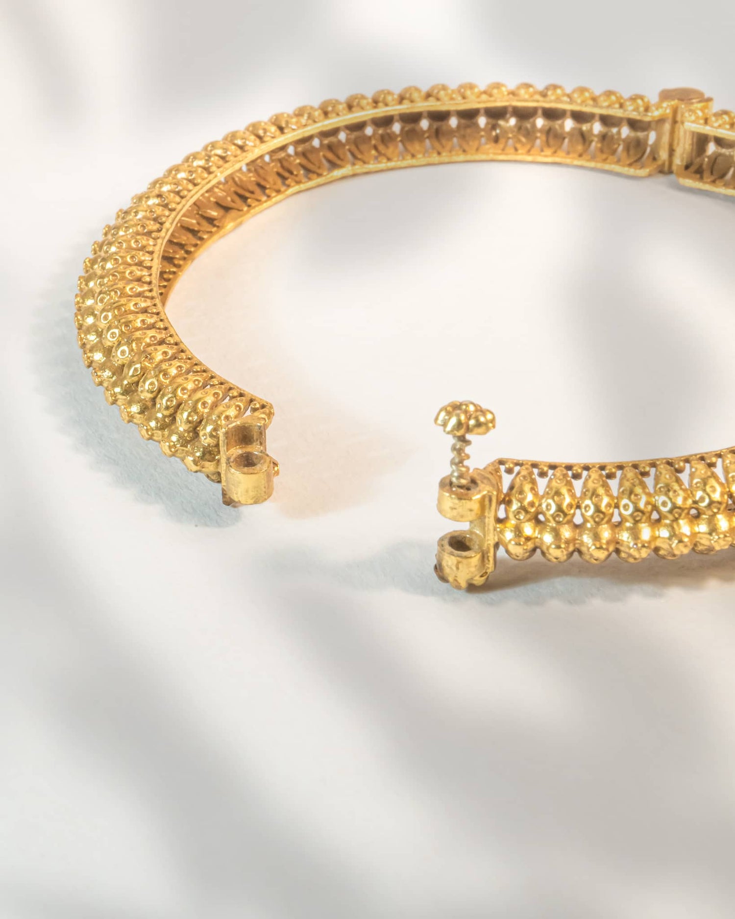 Premium 925 Silver Gold Plated Gokhru Style Kada (Single Piece) | Traditional Antique Bangle