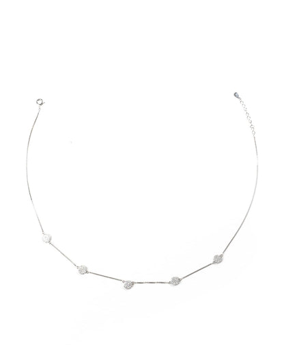 92.5 Sterling Silver Round Pave Disc Station Necklace | CZ Circle Charm Chain