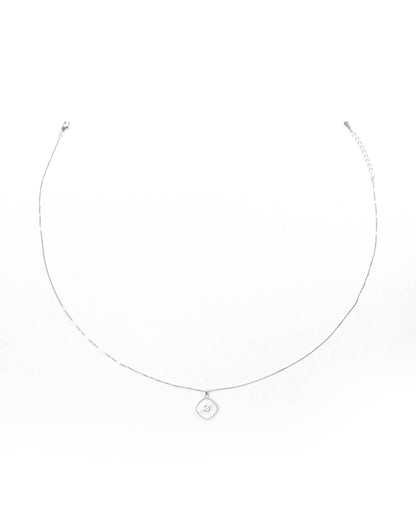 92.5 Sterling Silver White Sunburst Cushion Pendant Necklace | Minimalist MOP Style Charm