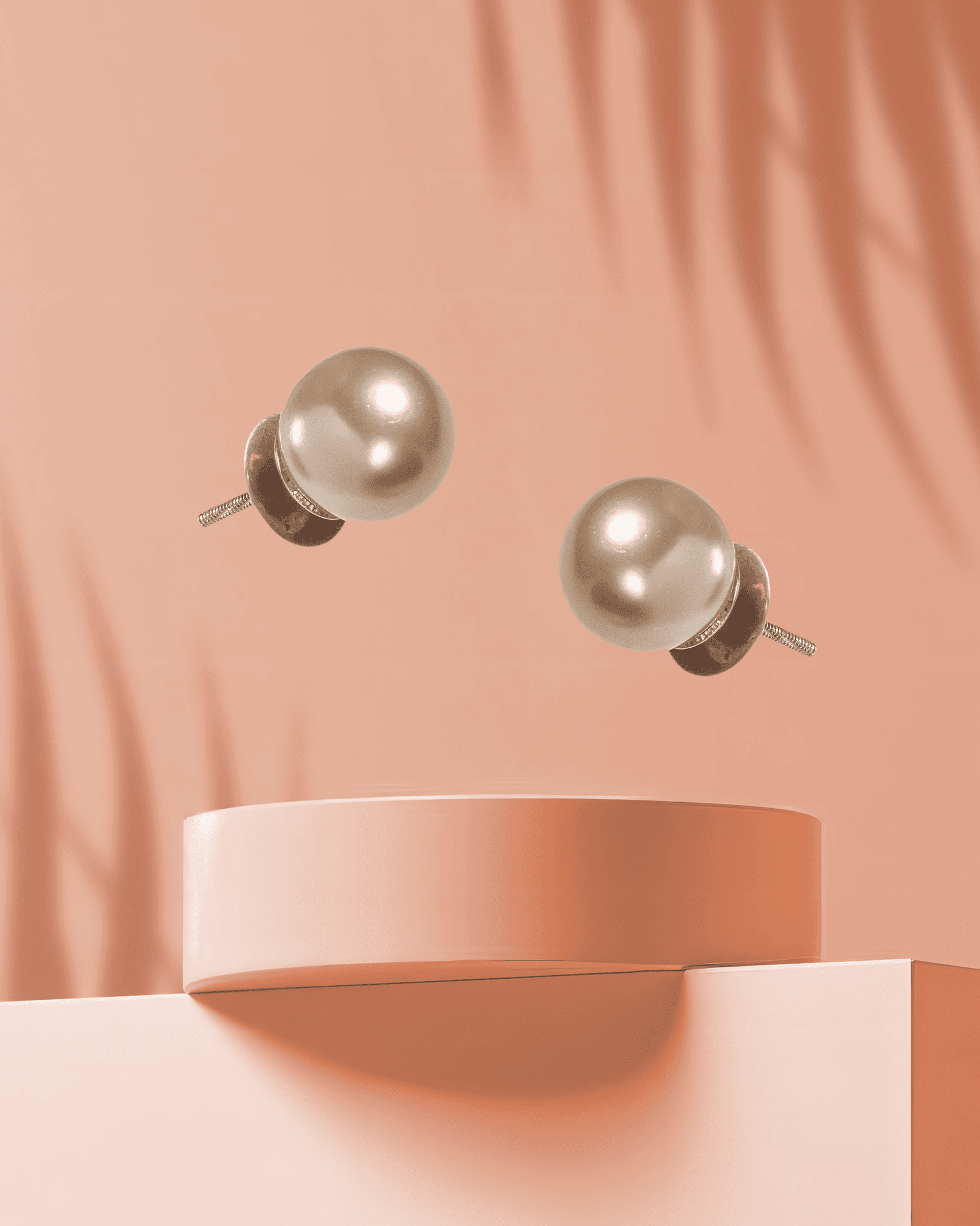 925 Sterling Silver Champagne Gold Shell Pearl Stud Earrings | Minimalist Bronze Tops