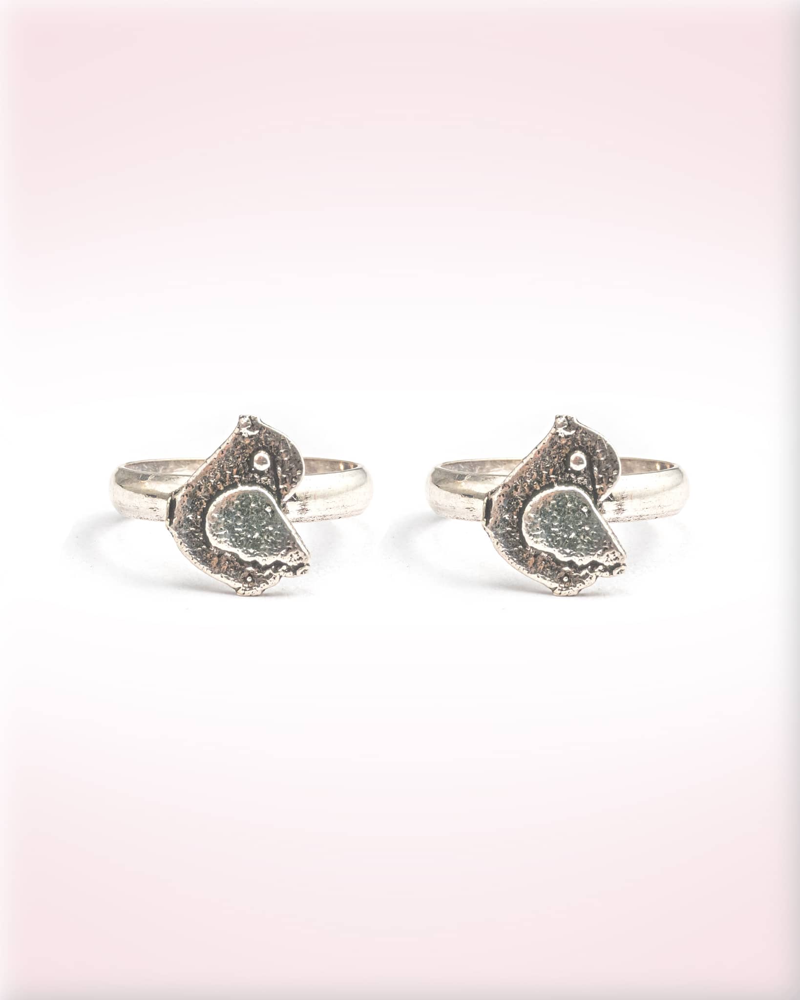 92.5 Sterling Silver Oxidized Bird Motif Toe Rings | Antique Parrot Bichhiya