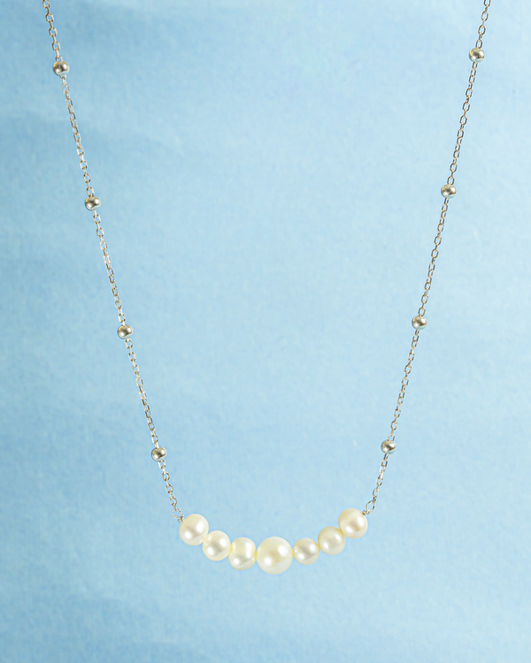 Sterling Silver Natural Pearl Necklace
