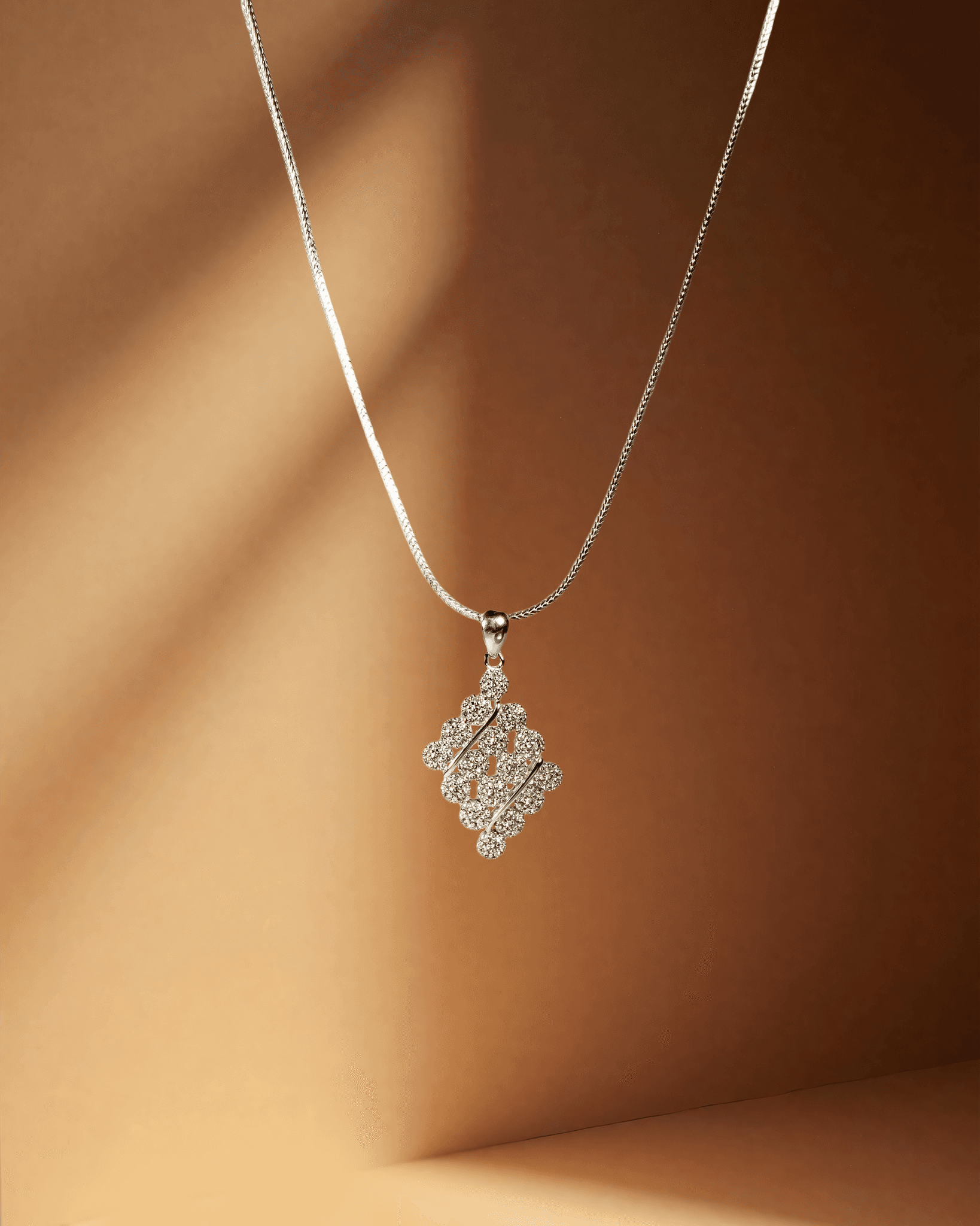 925 Sterling Silver Rhombus Cluster Pendant Set with CZ | Diamond Look Party Wear (Chain Not Included)
