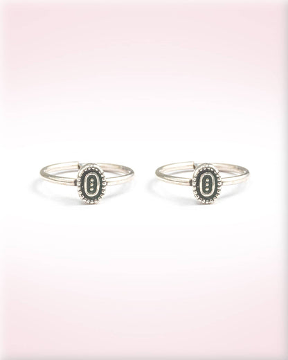 92.5 Sterling Silver Oxidized Oval Dotted Toe Rings | Minimalist Tribal BichhiyaV