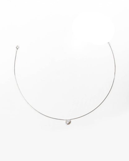 92.5 Sterling Silver Geometric Split Circle Pendant Necklace | Modern CZ Solitaire Charm
