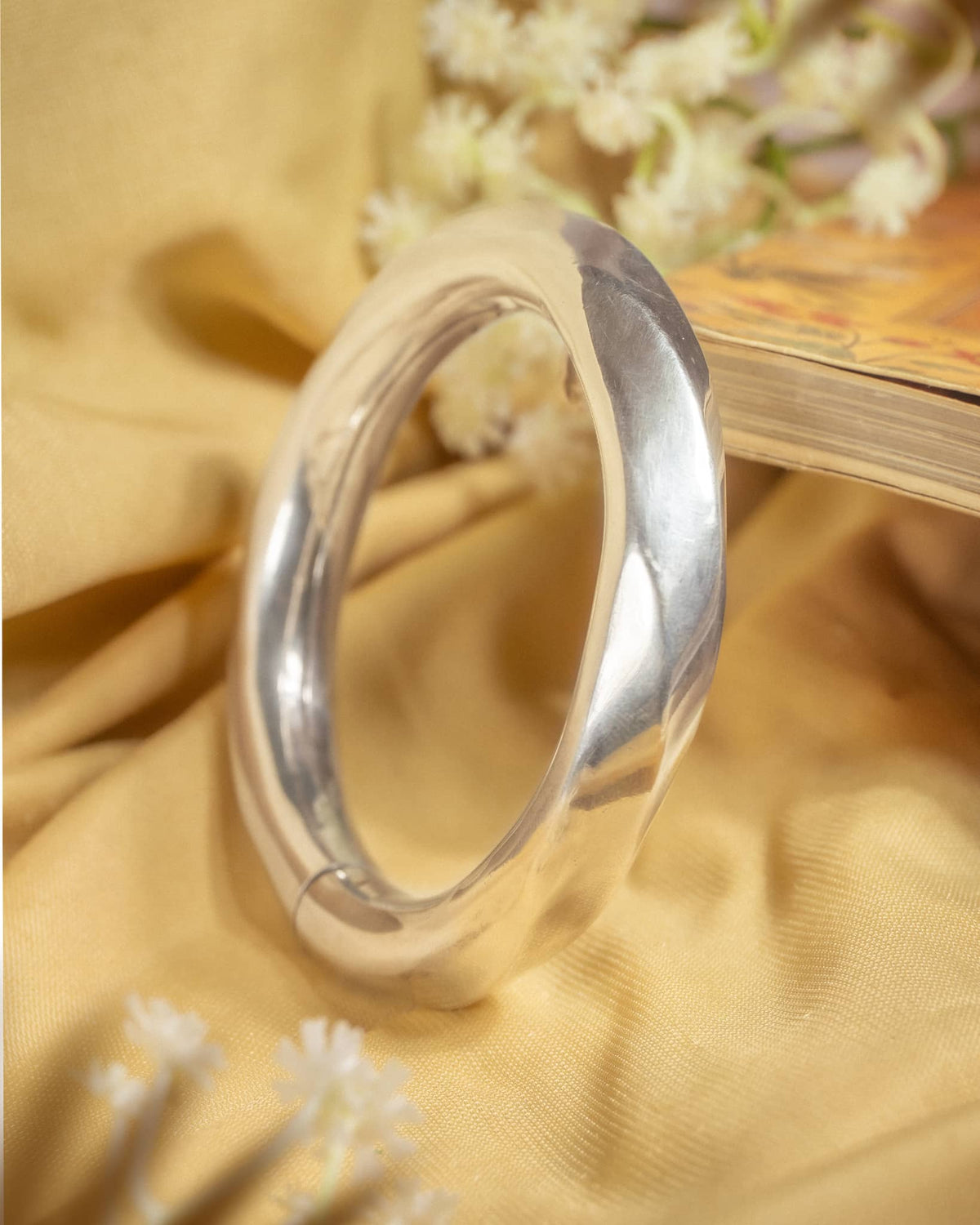 92.5 Sterling Silver Organic Molten Finish Bangle | Modern Sculptural Chunky Kada