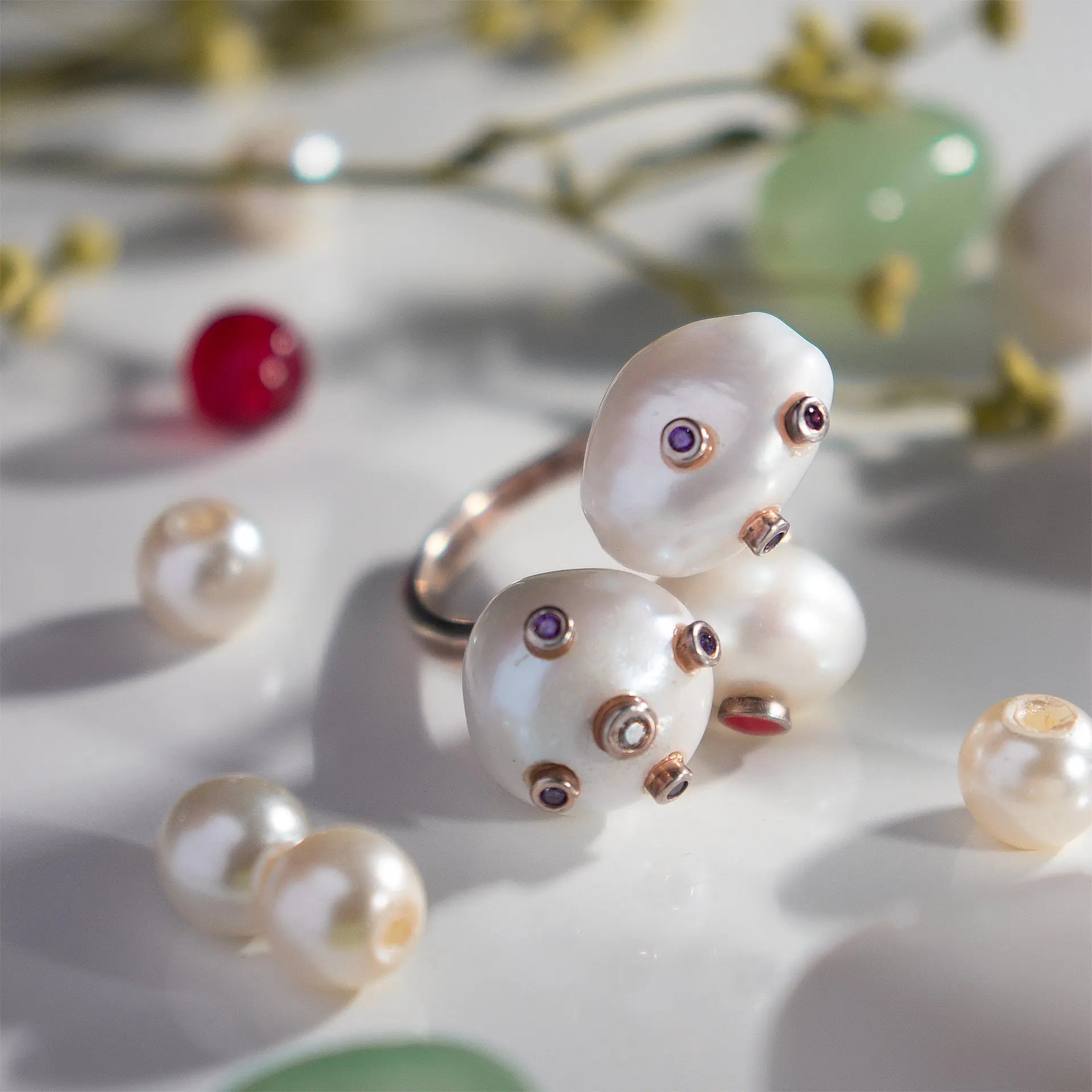 Pearl silver ring Hardik Jewels