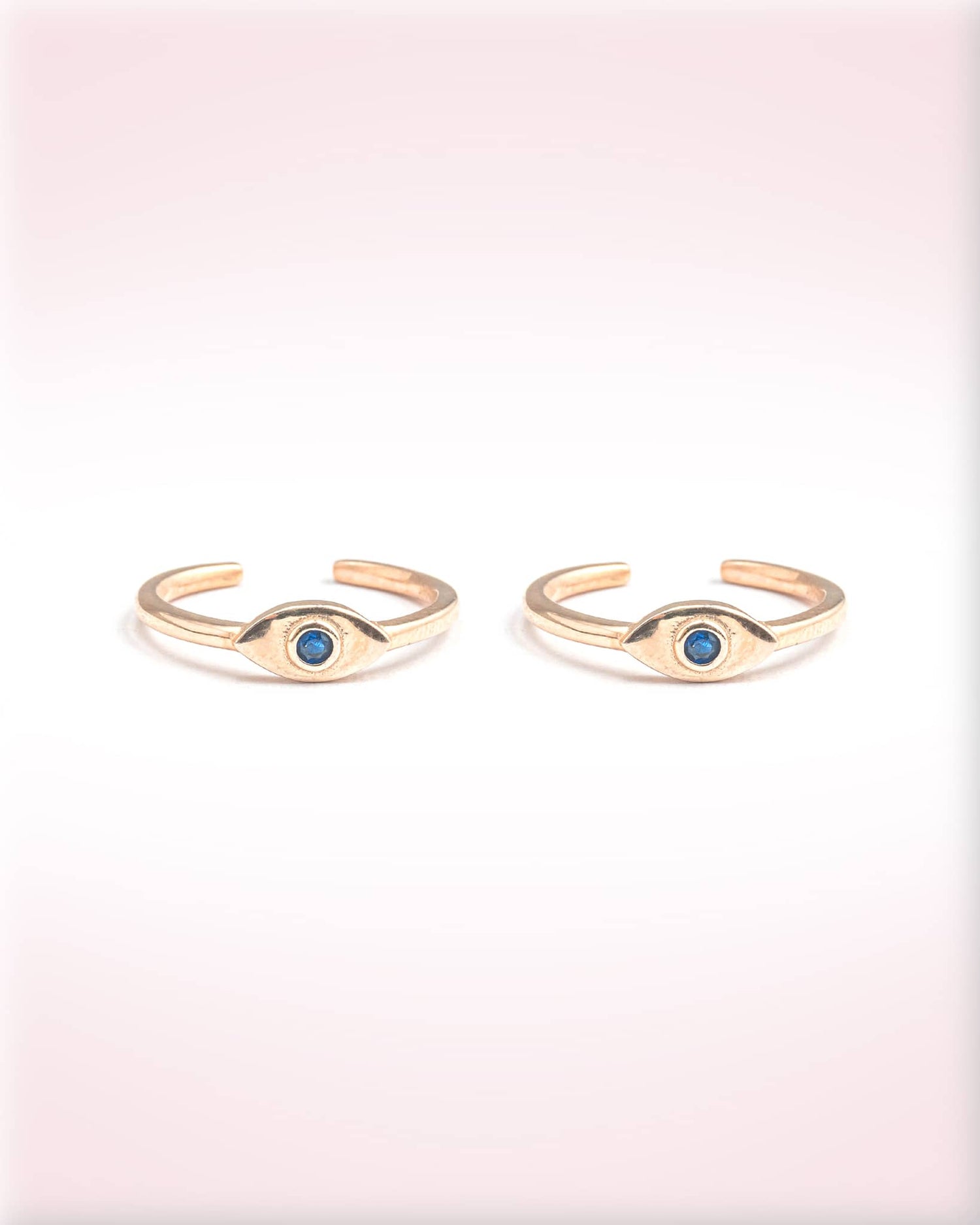 Gold Plated 92.5 Sterling Silver Evil Eye Toe Rings | Blue Stone Protection Bichhiya