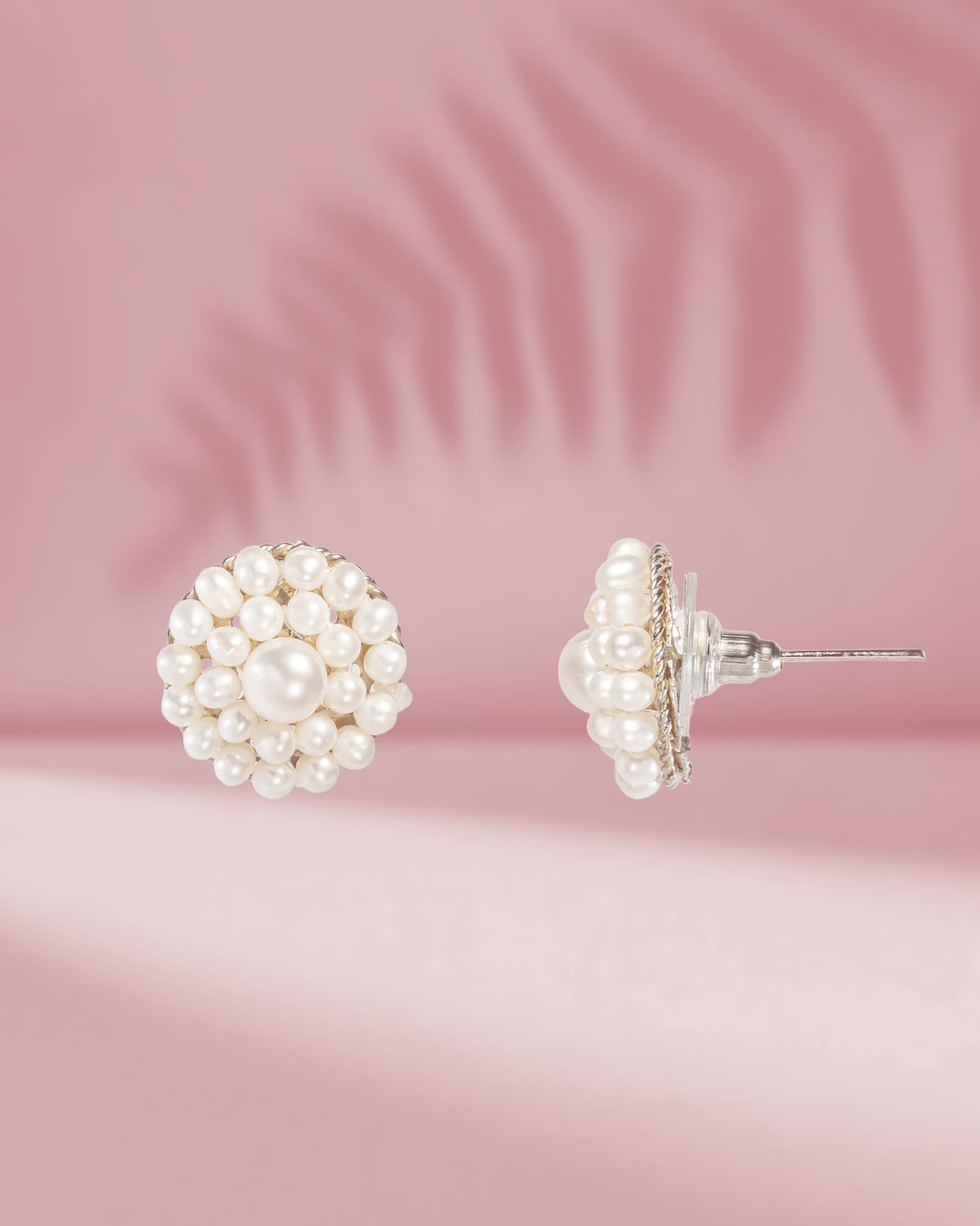 925 Sterling Silver Pearl Cluster Stud Earrings | Vintage Floral Seed Pearl Tops