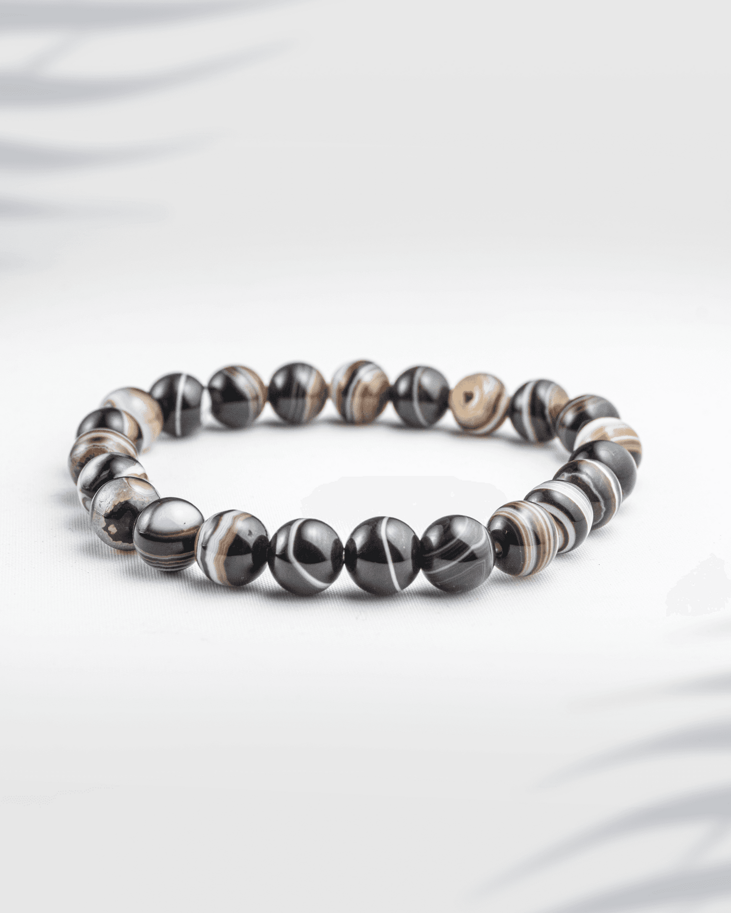 Natural Black Banded Agate Bracelet