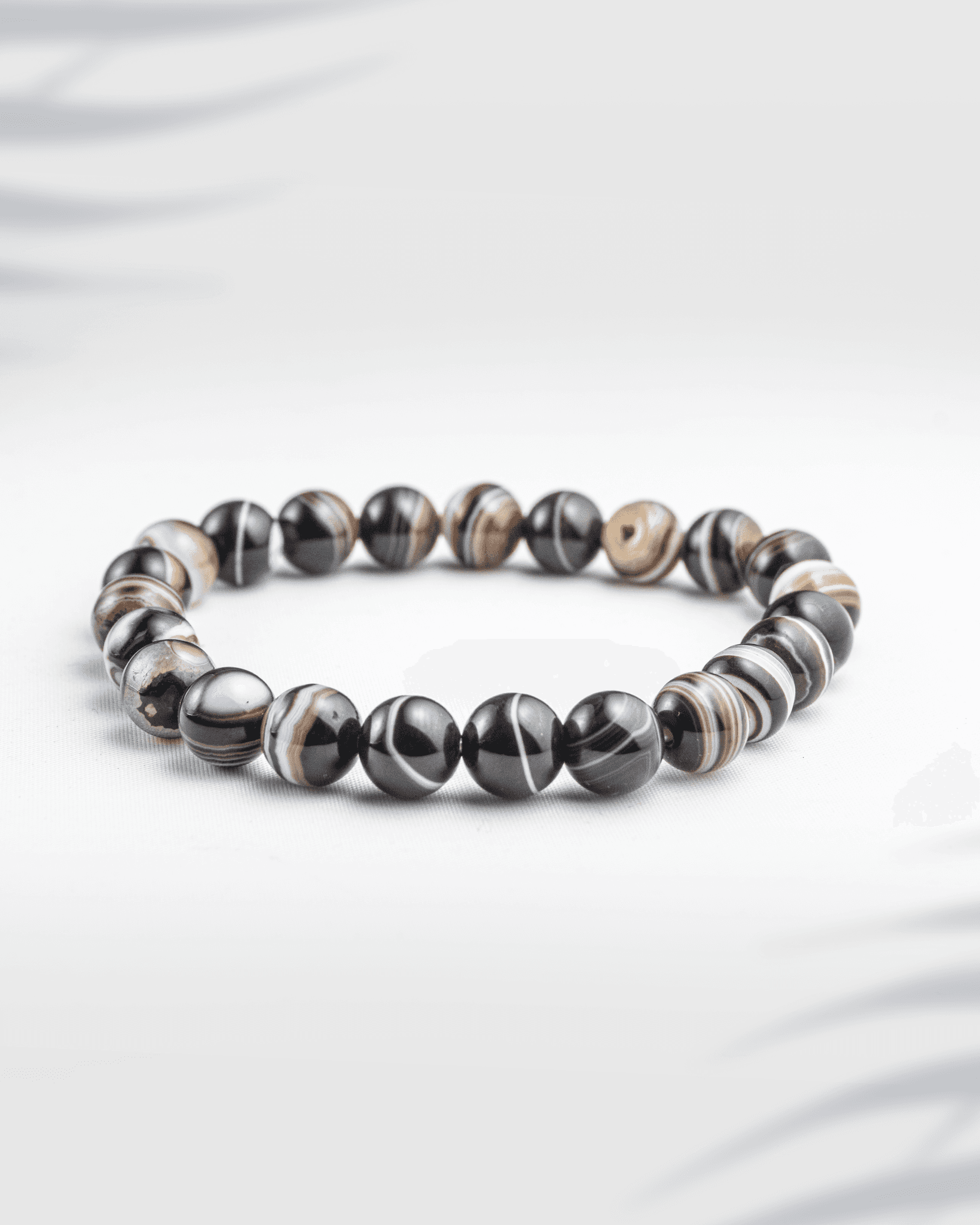 Natural Black Banded Agate Bracelet