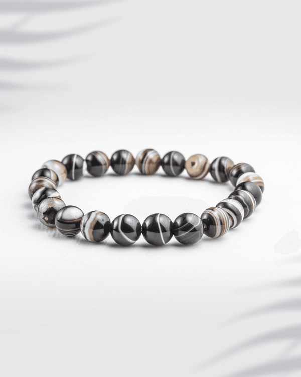 Natural Black Banded Agate Bracelet