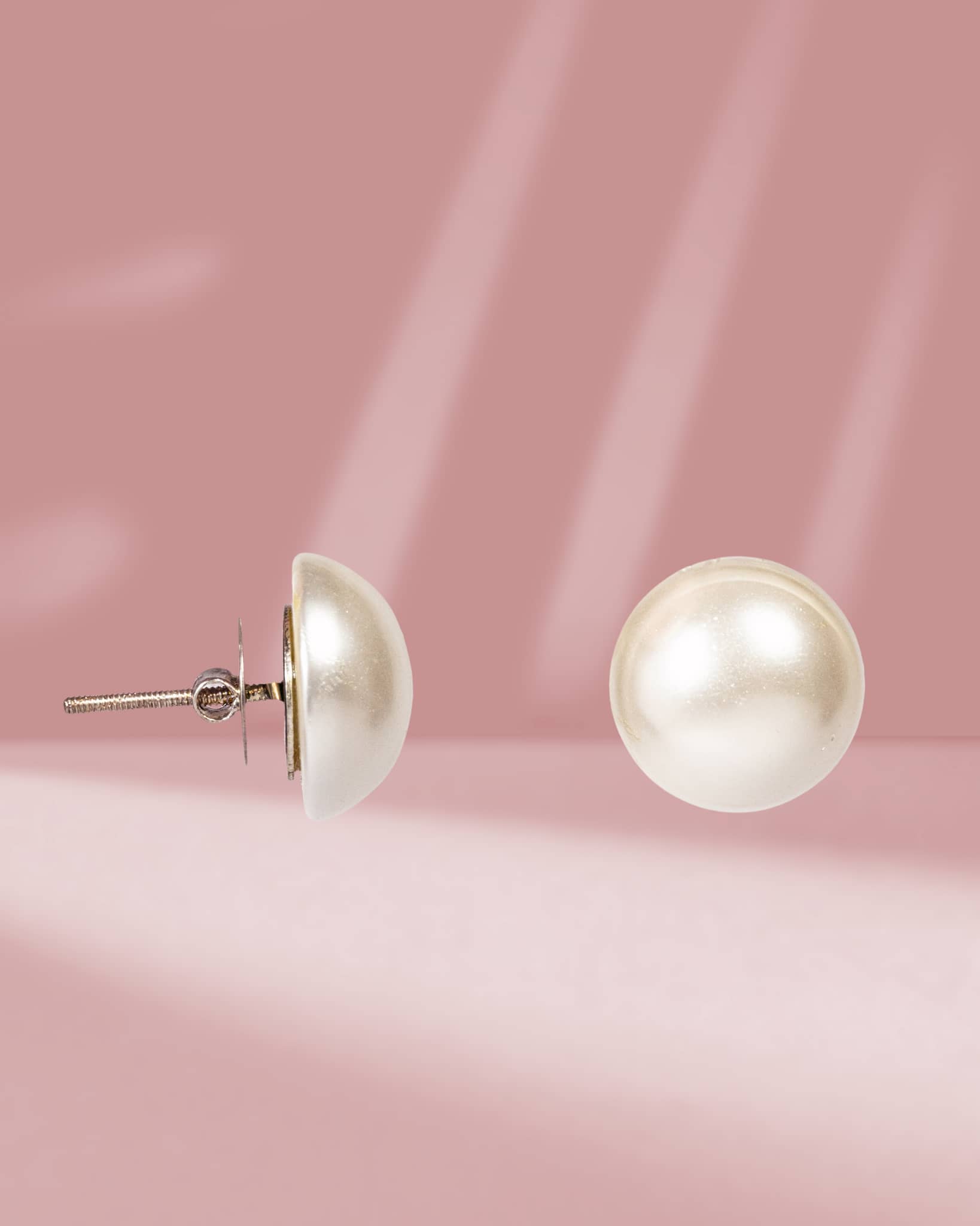 925 Sterling Silver Oversized Button Pearl Stud Earrings | Classic Mabe Pearl Tops
