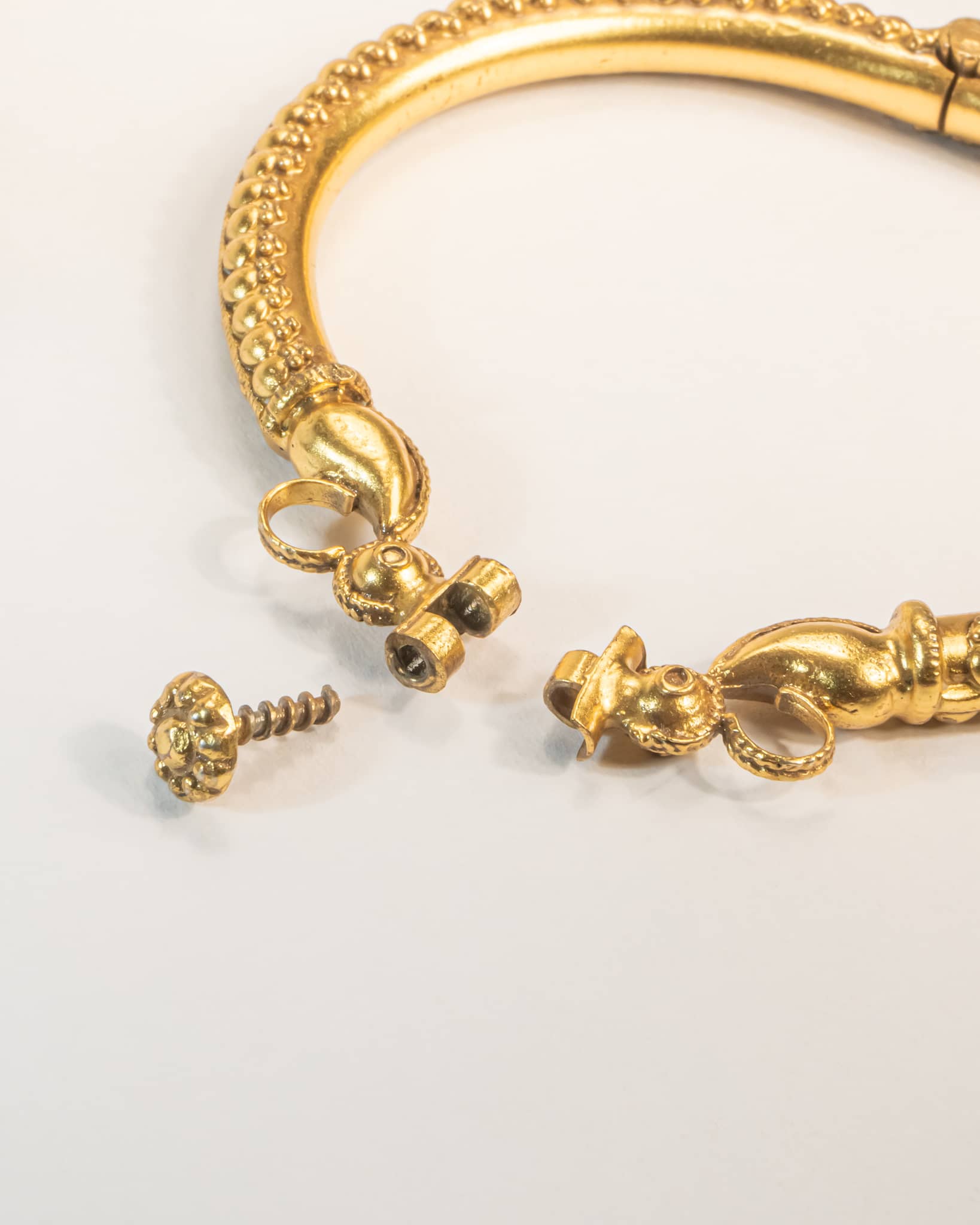 Premium 925 Silver Gold Plated Elephant Head (Gaja Mukh) Kada | Antique Nakshi Temple Bangle