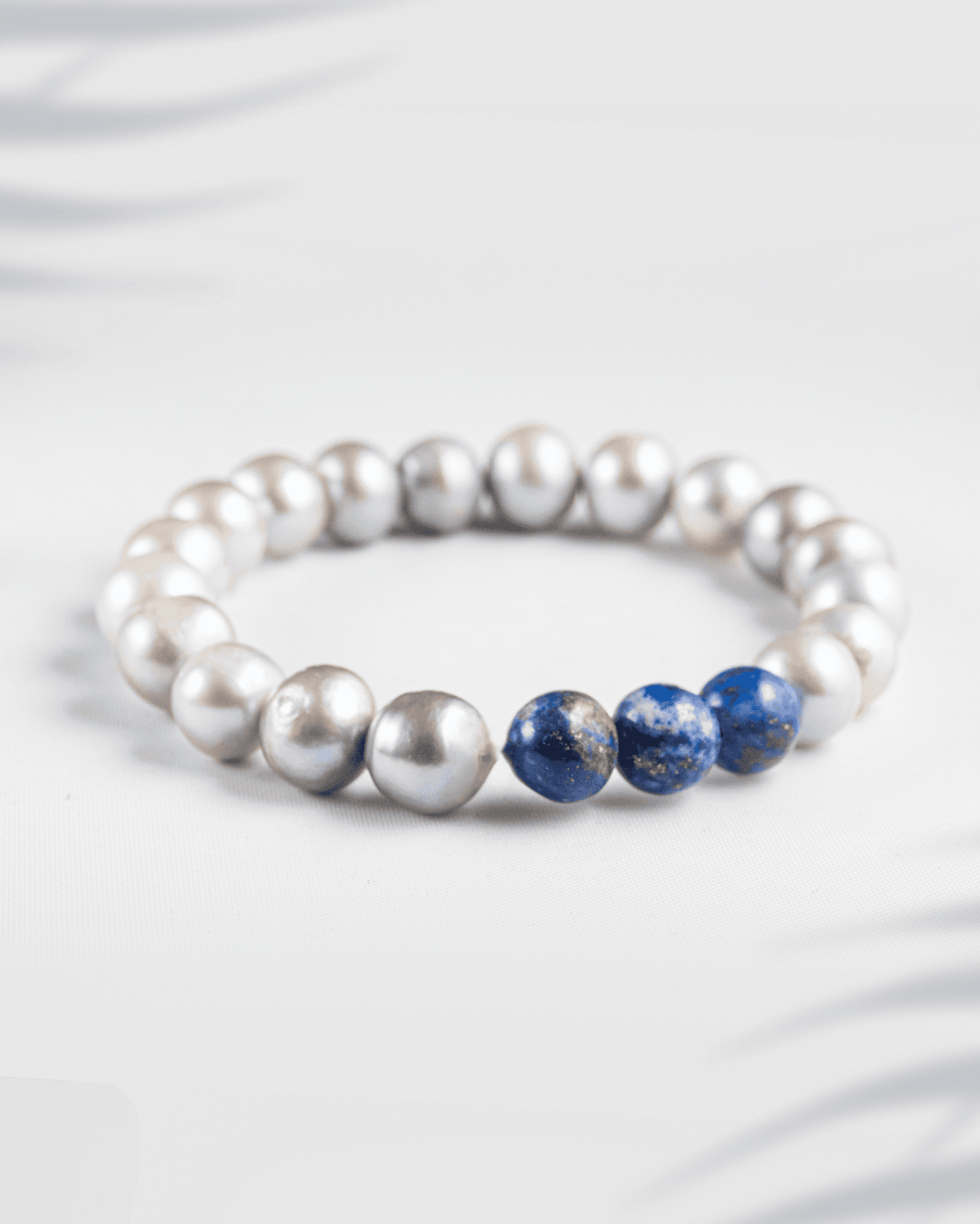 Natural Lapis Lazuli &amp; Pearl Mix Bracelet | Wisdom &amp; Purity Wristlet