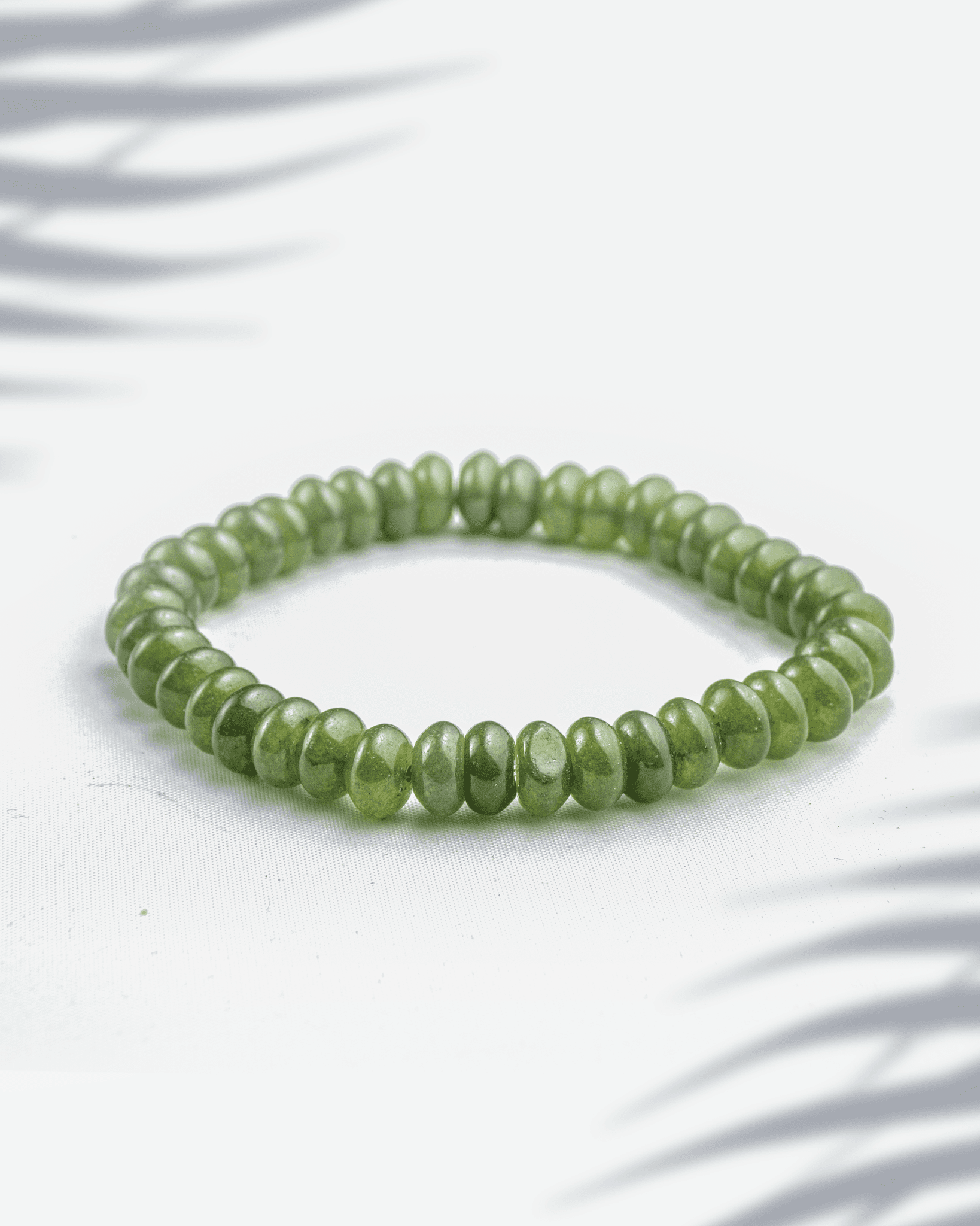 Natural Green Jade Rondelle Bracelet | Lucky Stone for Prosperity & Harmony