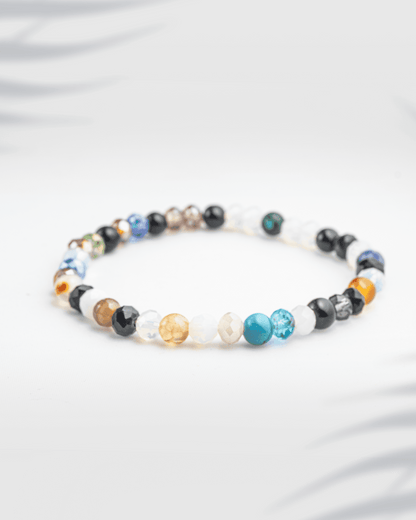 Natural Multi-Color Onyx &amp; Mixed Gemstone Bracelet | Faceted Vibrant Energy Beads