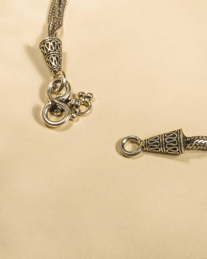 925 Sterling Silver Multi-Strand Layered Anklets (Pair) | Traditional Oxidized Payal