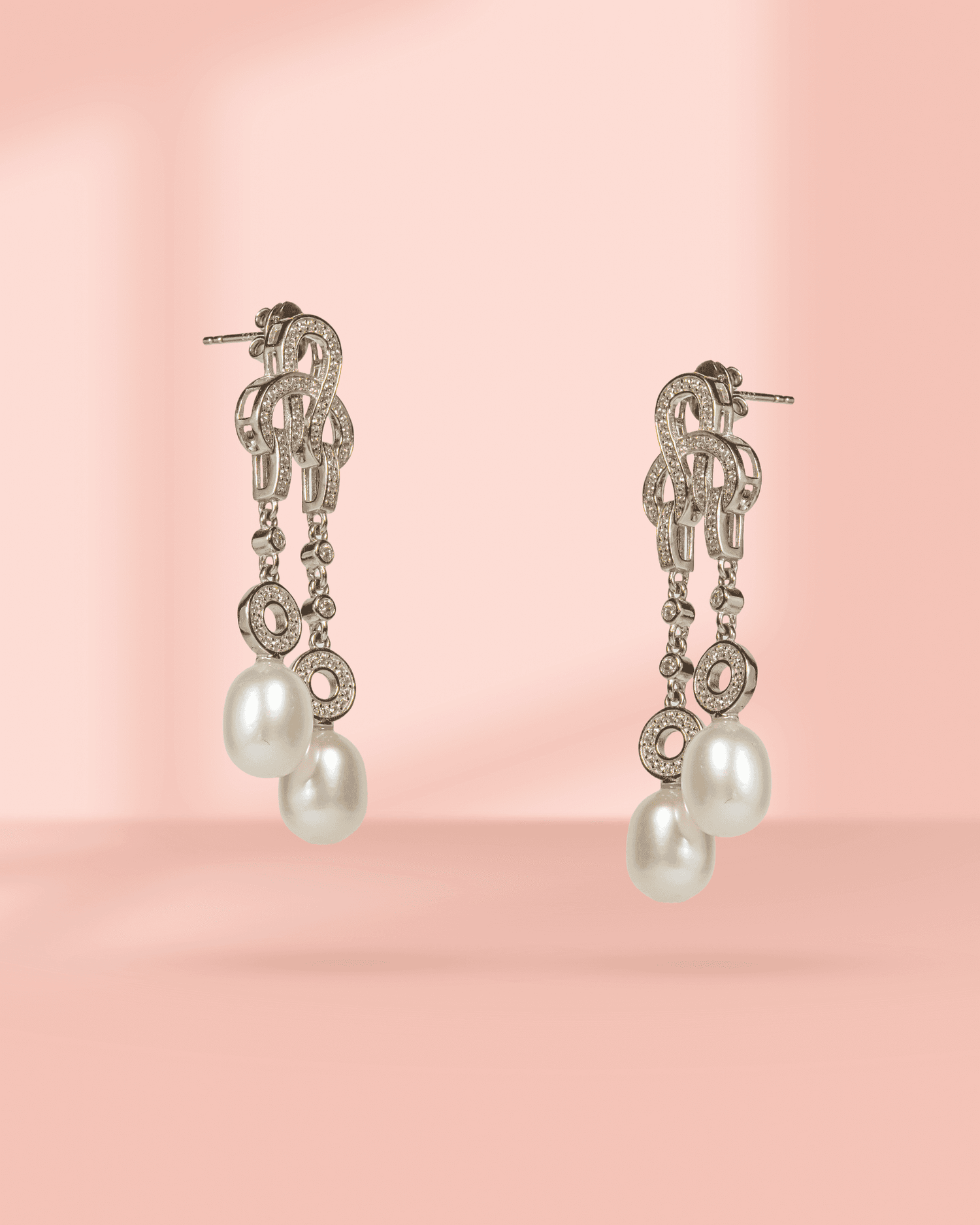 92.5 Sterling Silver Pearl Halo Stud Earrings with Screw Back | CZ Diamond Button Tops