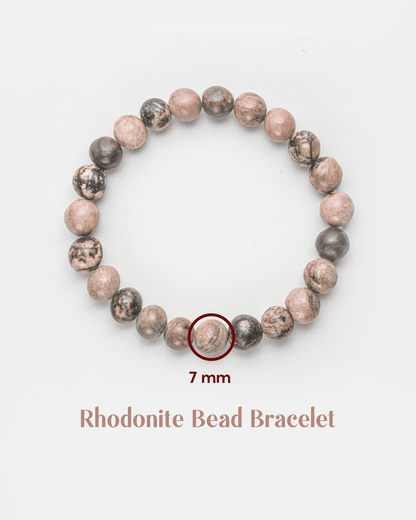 Natural Rhodonite Stone Bracelet | Compassion &amp; Emotional Healing Crystal