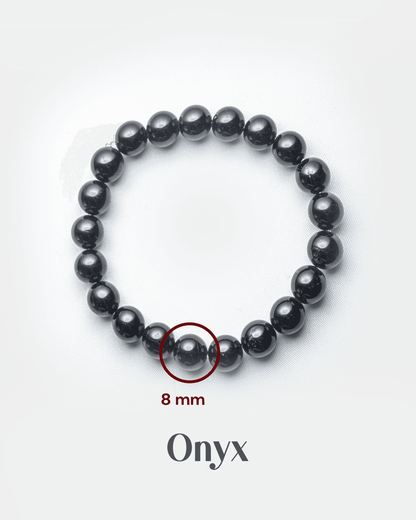 Natural Black Onyx Stone Bracelet (8mm) | Protection &amp; Strength Healing Crystal