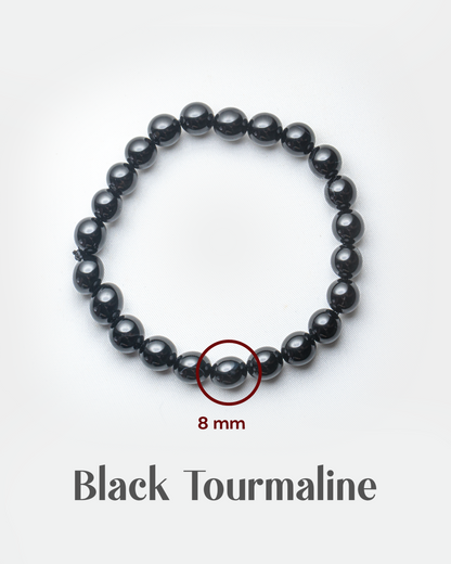 Natural Black Tourmaline Stone Bracelet (8mm) | EMF Protection &amp; Grounding Crystal