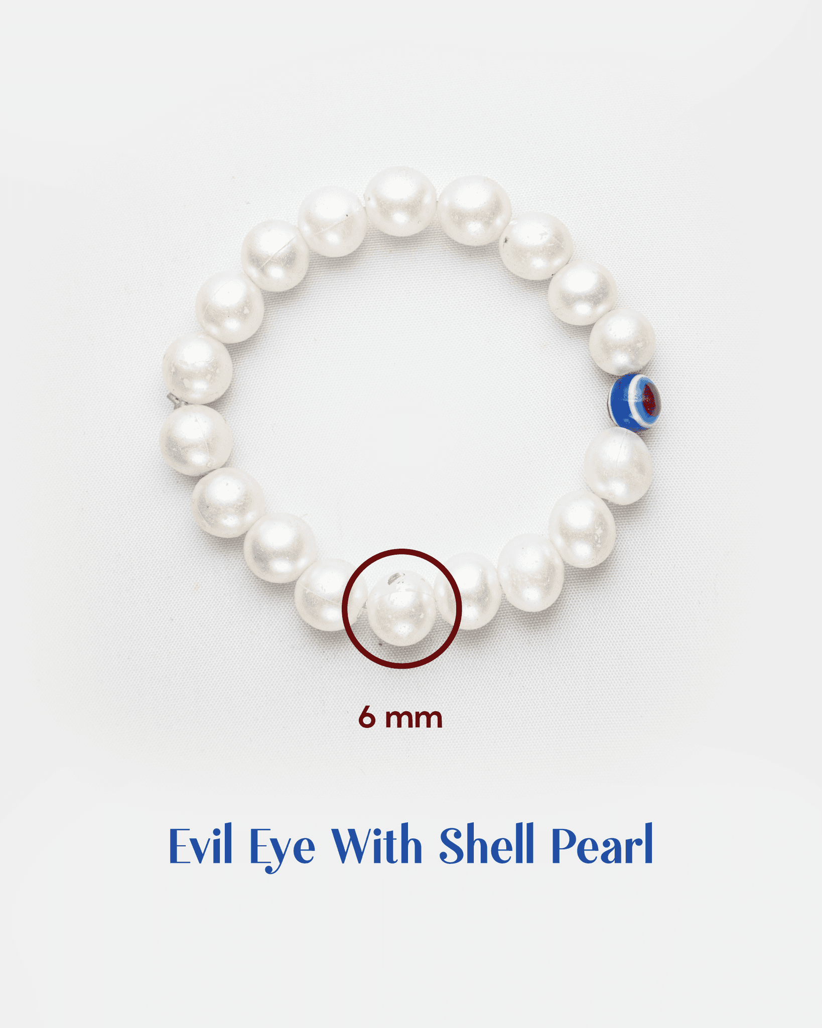 White Shell Pearl & Evil Eye Protection Bracelet | Elegant Nazar Battu Jewelry