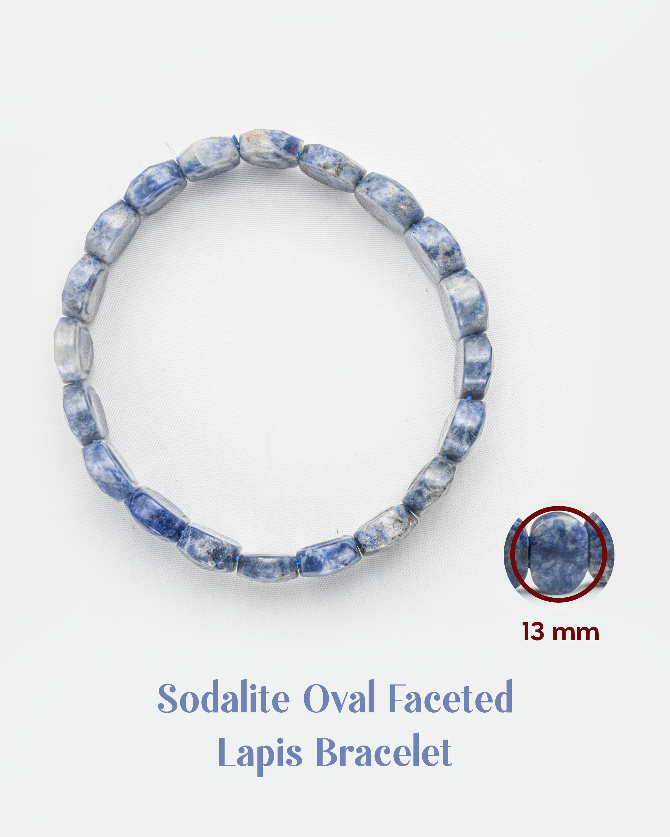 Natural Blue Sodalite Flat Tablet Bracelet | Stone of Logic & Inner Peace