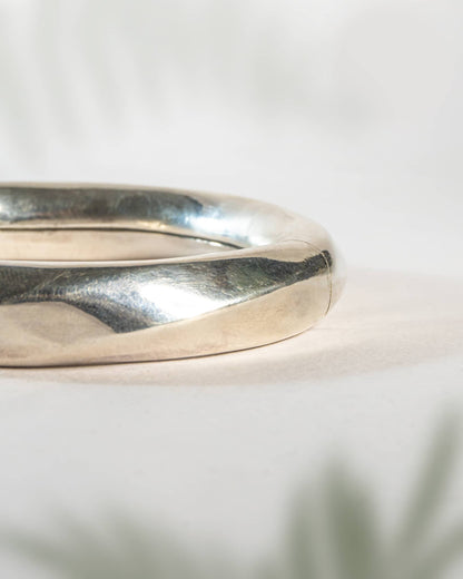 92.5 Sterling Silver Organic Molten Finish Bangle | Modern Sculptural Chunky Kada