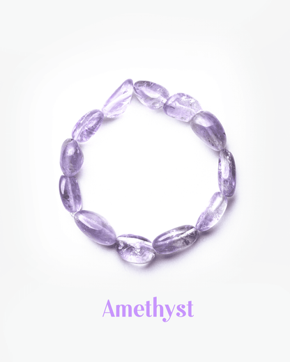Natural Amethyst Tumbled Nugget Bracelet | Organic Purple Healing Crystal for Peace